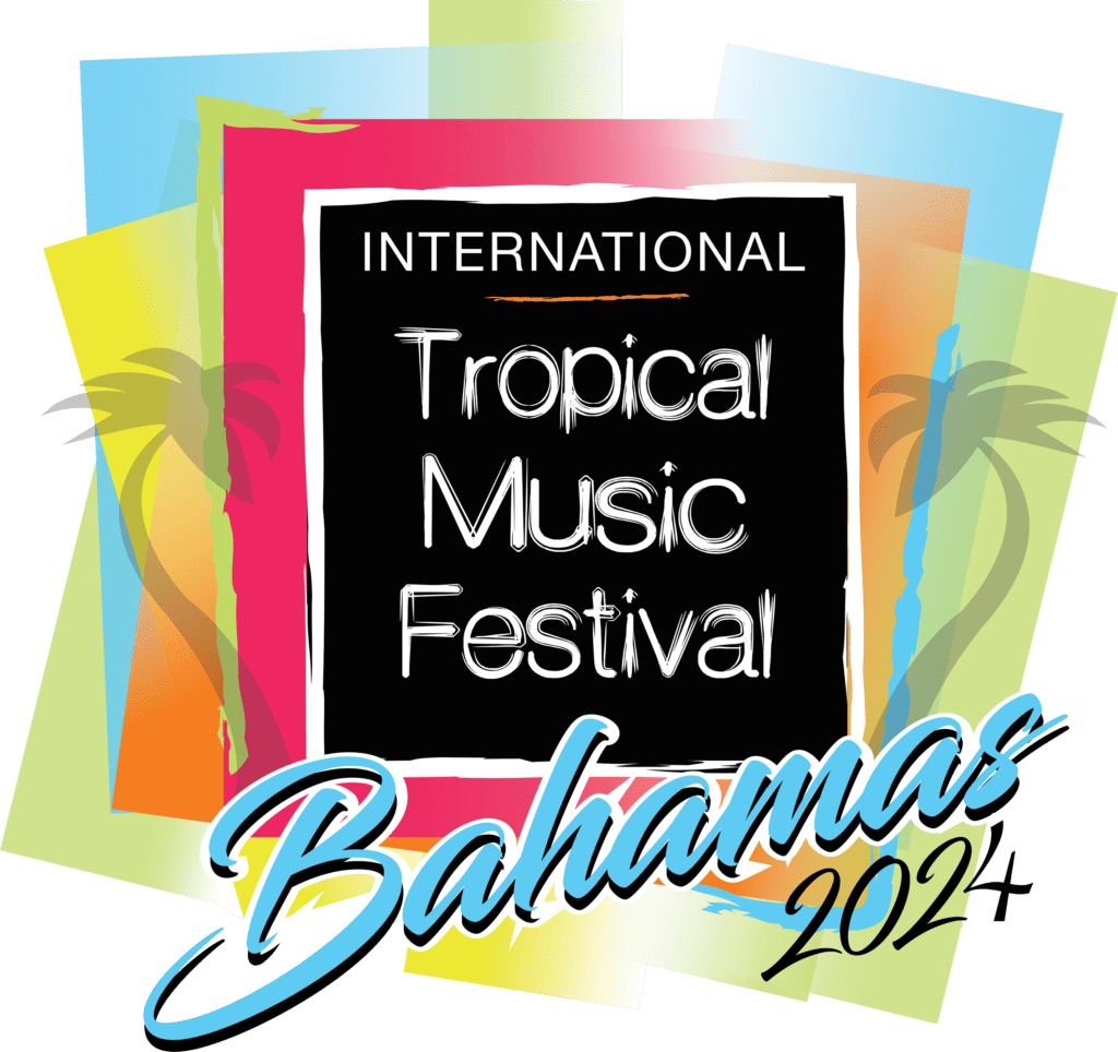 A colorful picture of the bahamas with text that reads " international tropical music festival bahamas 2 0 2 4 ".
